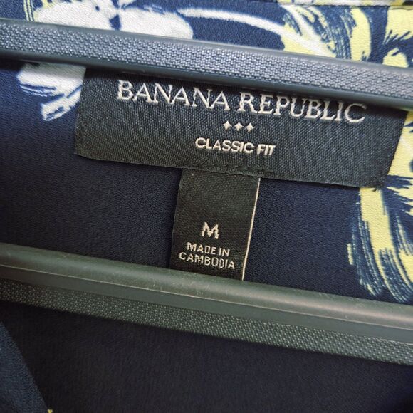 Banana Republic Floral Chiffon Shirt Women's M Navy Yellow White - Picture 6 of 10